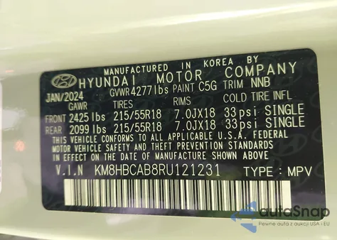 2024 Hyundai Kona Sel from USA, damaged, VIN KM8HBCAB8RU121231